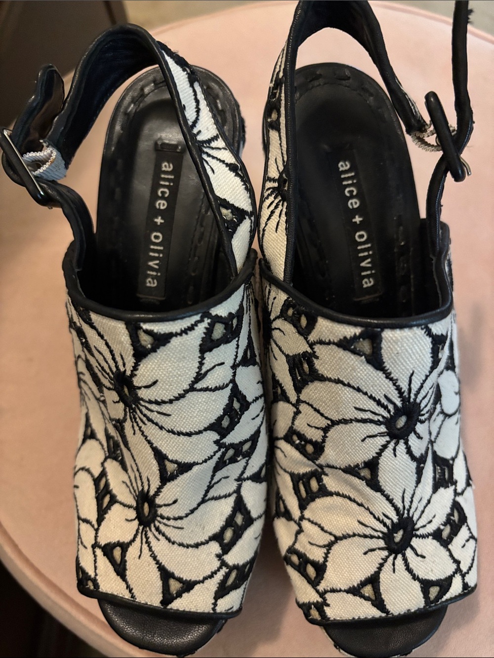 Alice + Olivia Floral Open-Toe Slingback Mules